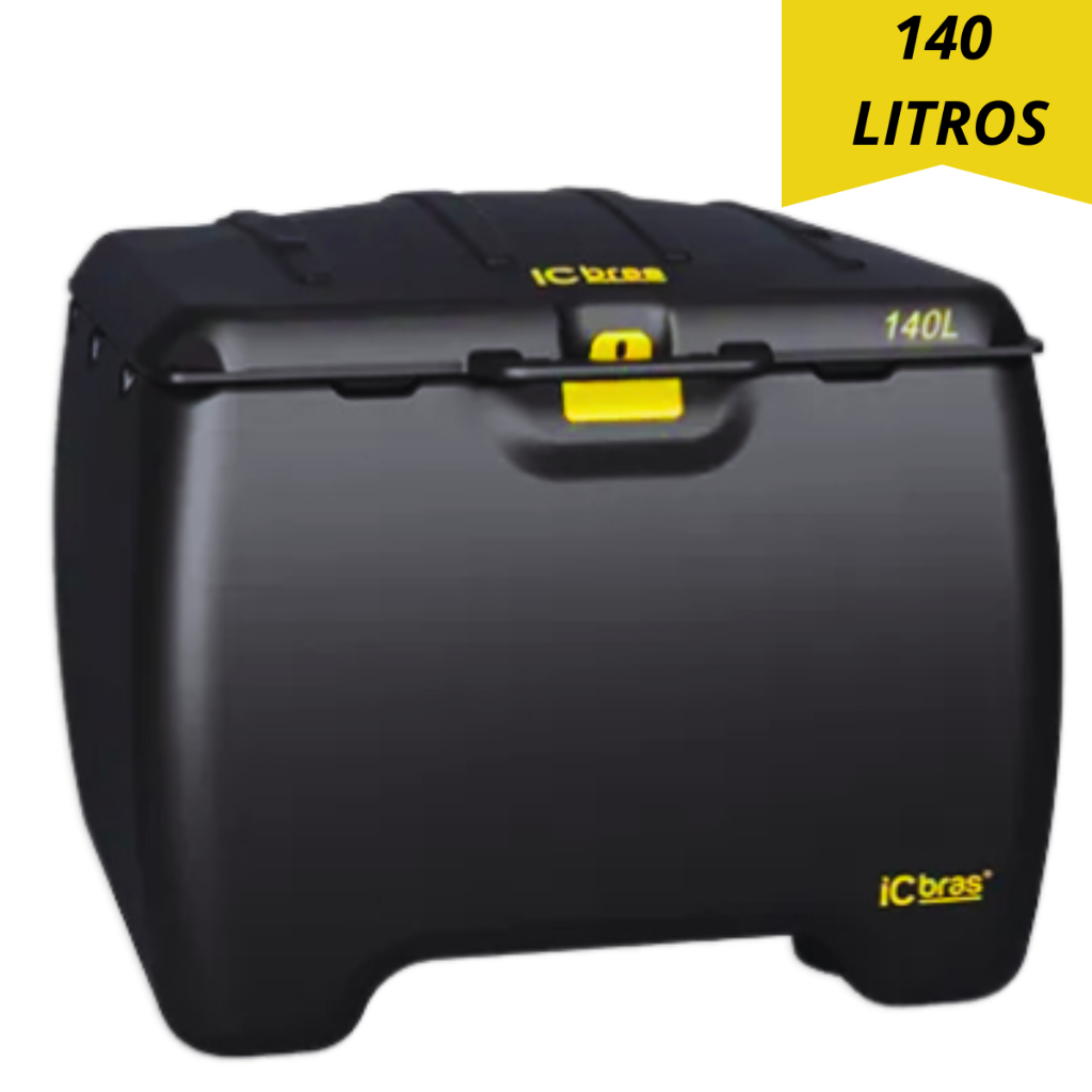 Baú Moto 140 Litros Delivery Motoboy Bauleto Universal Reforçado Carga ICBRAS