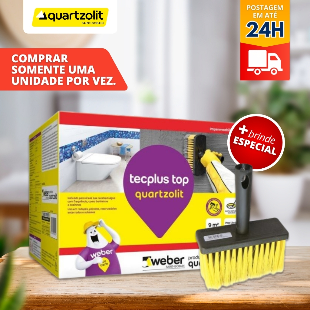 Impermeabilizante Tecplus Top Quartzolit 18kg Cozinha Banheiros Lavanderia Mais Pincel Trincha