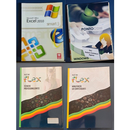 Livros de informática de aprendizado Windows, Photoshop, Excel e Powerpoint conteúdos práticos.