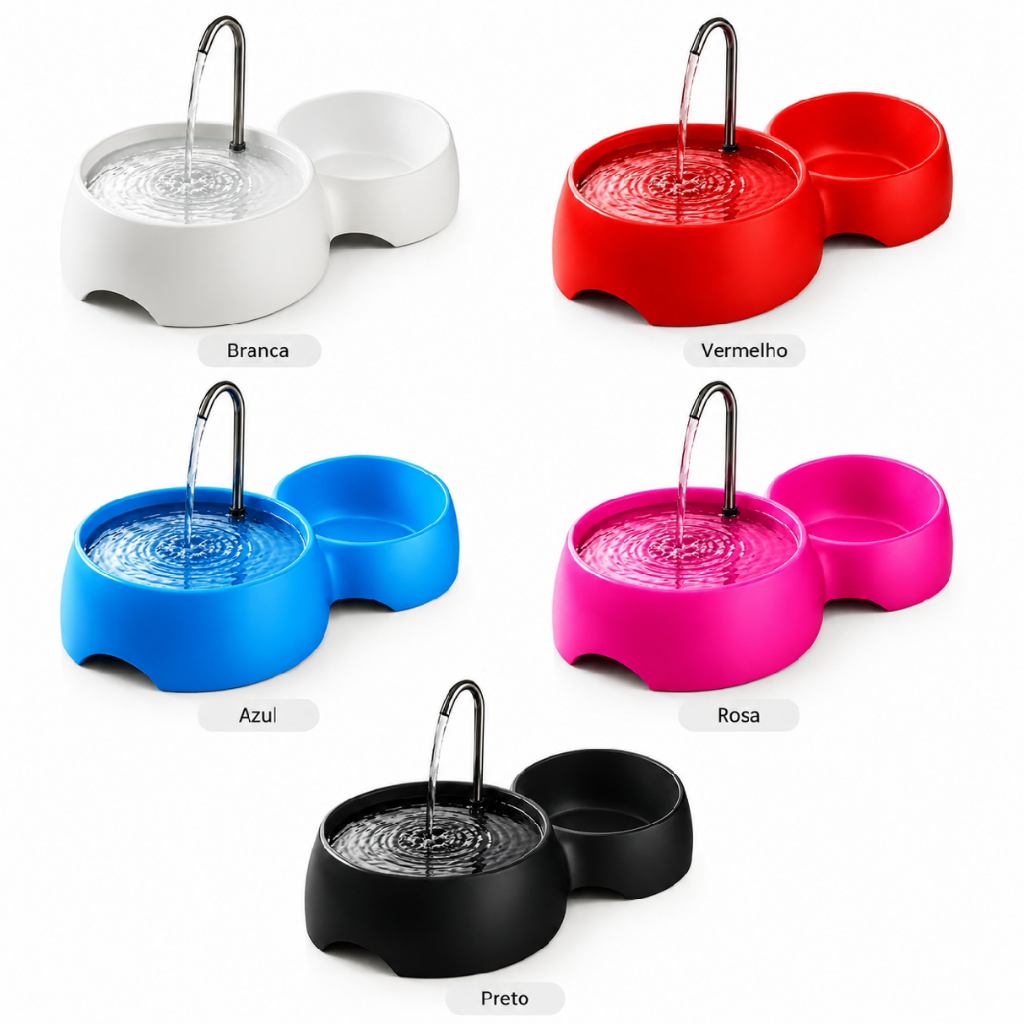 Fonte Bebedouro para Gatos com comedouro extra 600ml