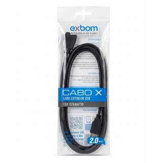 Cabo extensor USB 2.0 AM/AF exbom para impressora, webcam,modems,mouse,teclados e etc.