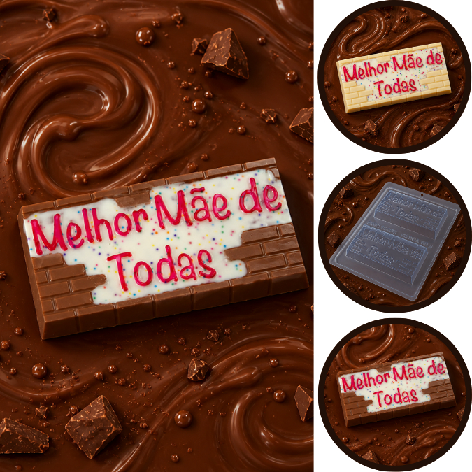 1~5 Formas bwb silicone 3 partes barrinha tablete melhor mãe  de todas 200g dia das mães 10186 lançamento bwb (CHOCO)