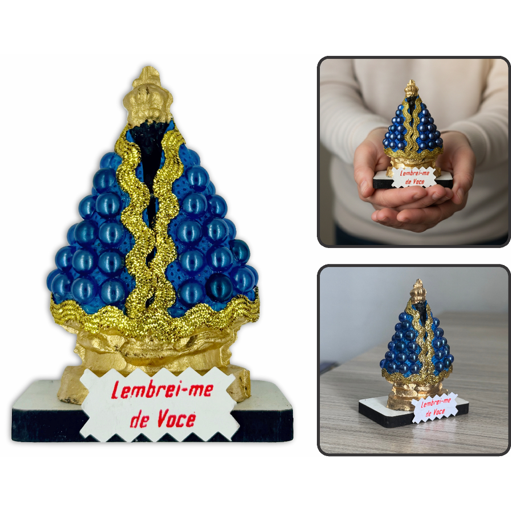 Imagem Nossa Senhora Aparecida Com Pérolas 8cm Mini Altar Lembrancinha Presente Decoração Festa