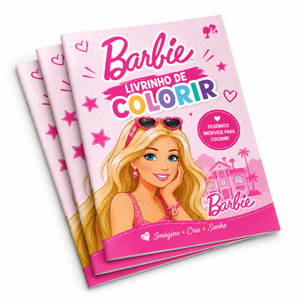 Kit 10-50 Un Livrinho Revistinha de Colorir Barbie Personalizado com nome Tam A6 | Lembrancinha Aniversário Infantil