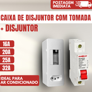 Caixa com disjuntor + Tomada 20A para Ar-condicionado - Proteção e Segurança P/ Eletrônico