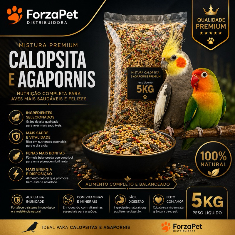 Alimento para Calopsita e Agapornis 5kg | Mistura Premium de Grãos para Aves