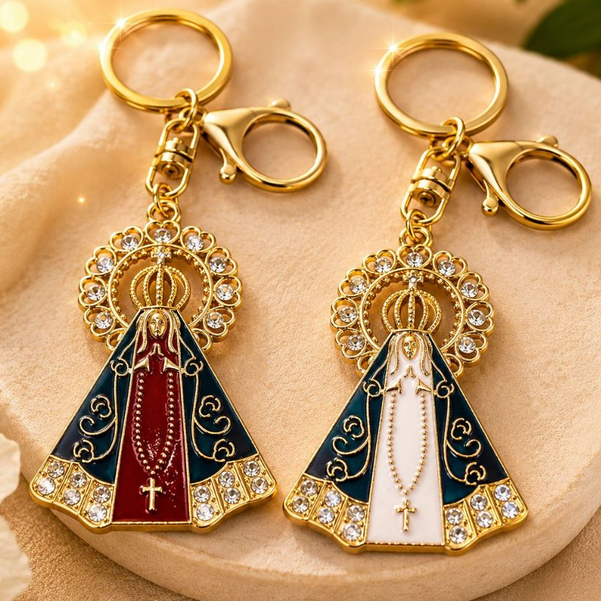 Chaveiro Nossa Senhora Aparecida Mosquete e Strass - PROMOÇÃO