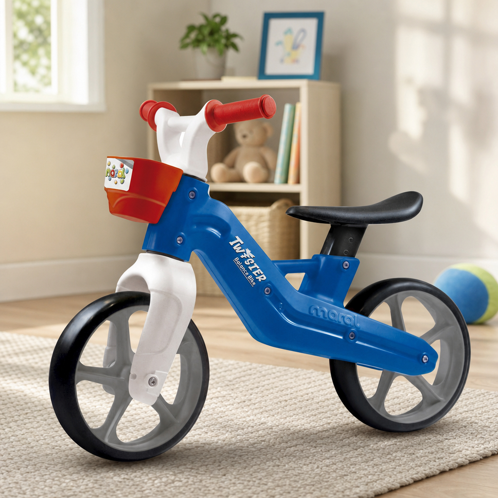 Bicicleta De Equilíbrio Infantil Sem Pedal Azul Educativa Estimula Autonomia Assento Ajustável Presente Criança Top