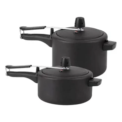 Kit 2 Panelas de Pressão 3 e 4,5L Brinox Ceramic Life Vapt Preta Revestimento Antiaderente Cerâmico