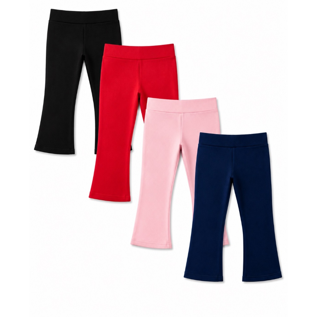 Calça Legging Flare Bailarina Infantil Bebê Menina em Cotton P ao GG 0 a 18 Meses Escolha a Cor ou Kit Sortido