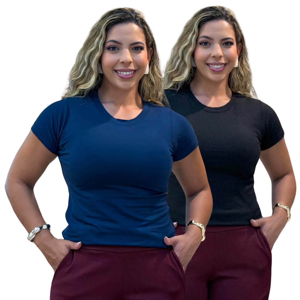 Blusa Feminina Gola redonda Camiseta Viscolycra T Shirt Estilosa - Camisa Básica com Caimento Perfeito