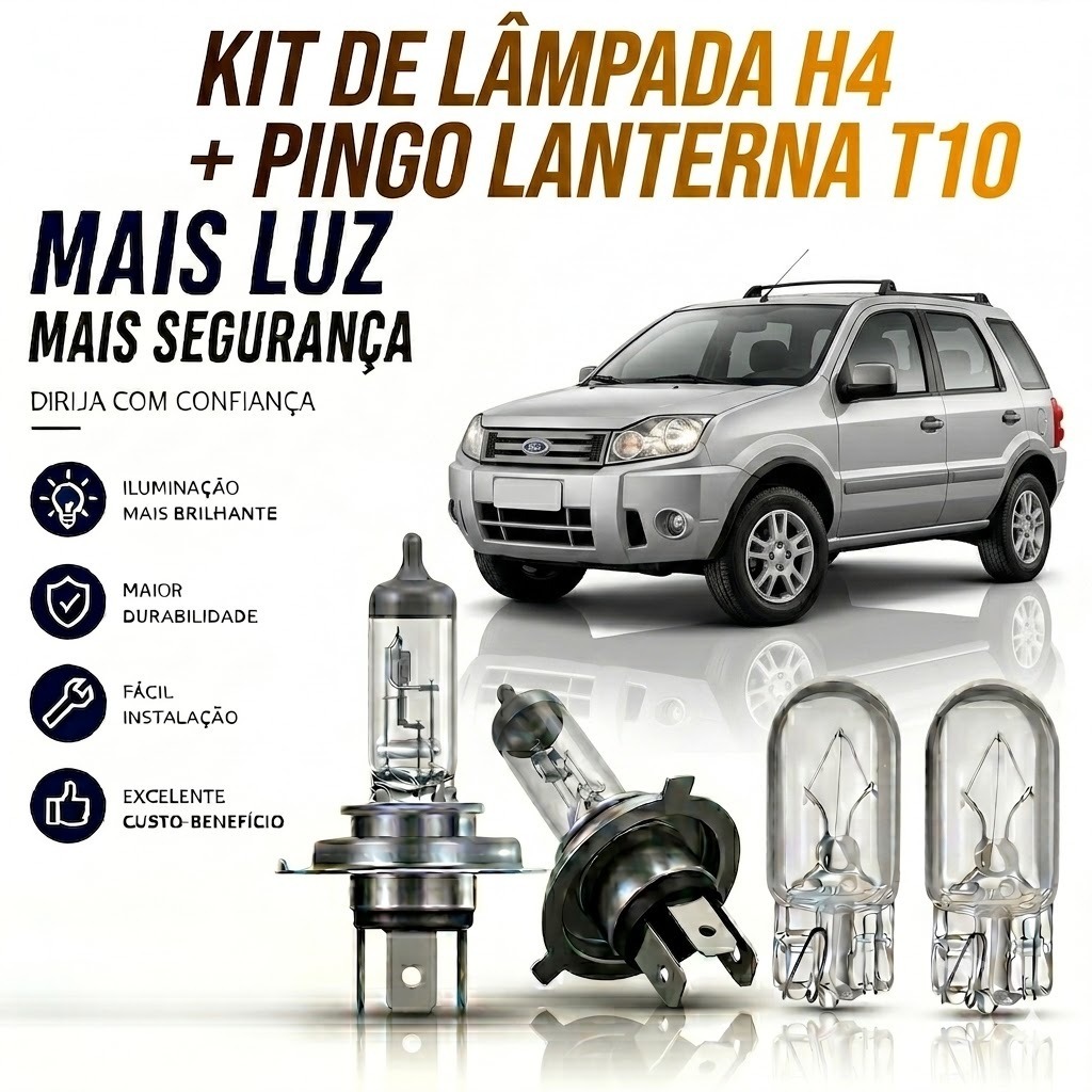 LAMPADA FAROL ALTO/BAIXO + BRINDE ECOSPORT 2003 ATÉ 2012