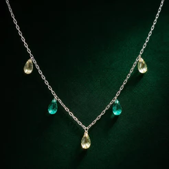 Choker Prata 925 com Gotas Verde e Amarela Delicada