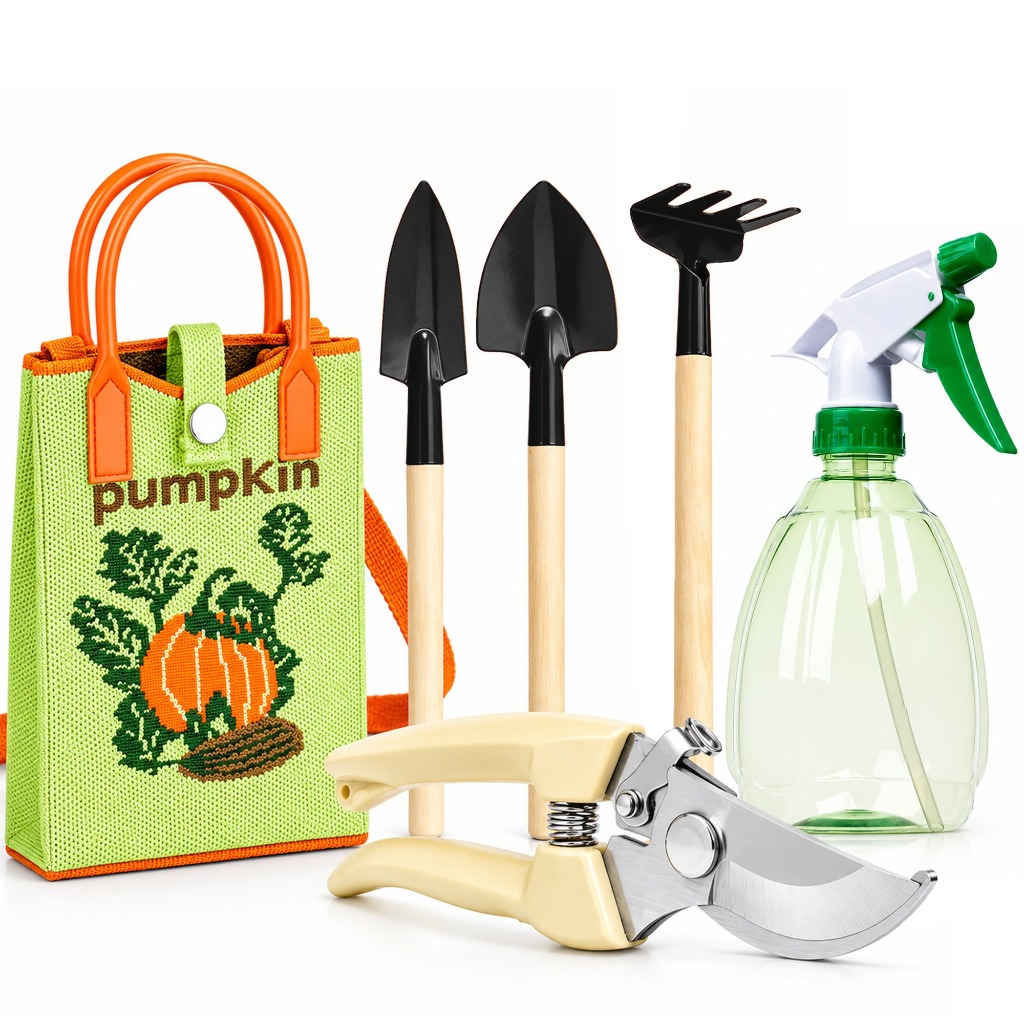Kit Ferramentas Bolsa Jardinagem Alicate Poda Borrifador Pulverizador 500ml Pá Larga Estreita Garfo