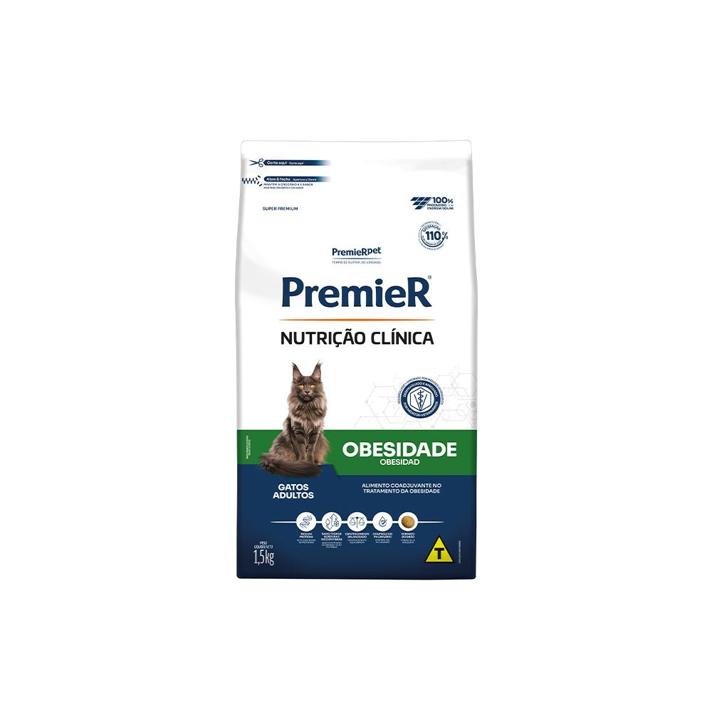 Ração Premier Nutrição Clínica Obesidade Gatos Adultos 1,5kg