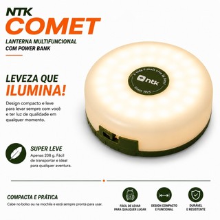 Lanterna Recarregável NTK Comet LED SMD Portátil Camping Emergência Bivolt