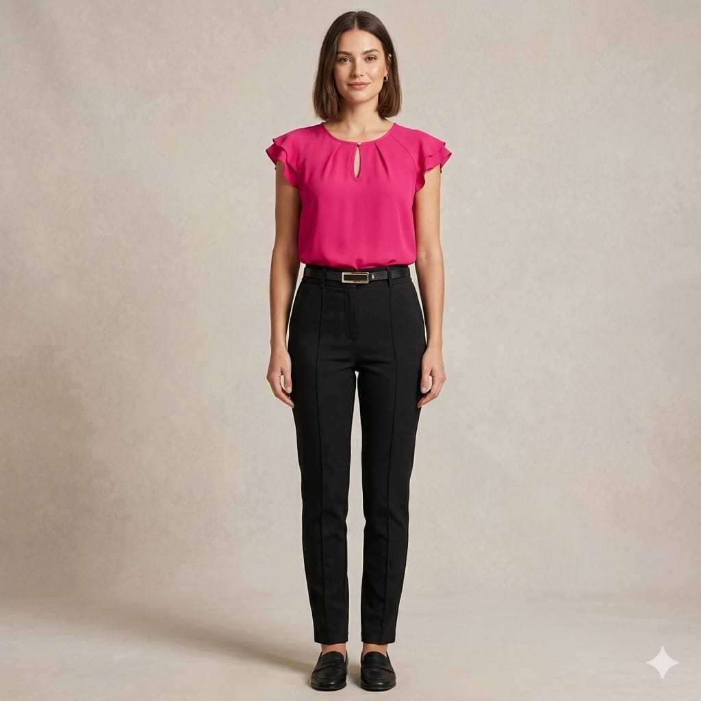 CALÇA FEMININA ALFAIATARIA PREMIUM CINTURA ALTA COM ZÍPER NA LATERAL SOCIAL SLIM — imagem 2 de 2