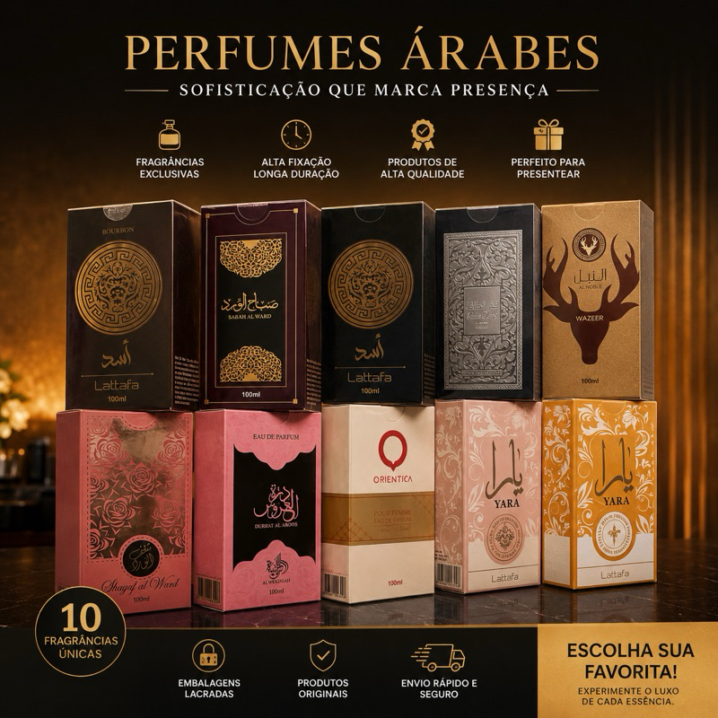 KIT 10 PERFUMES ÁRABES MAIS VENDIDOS NO ORIENTE100ml
