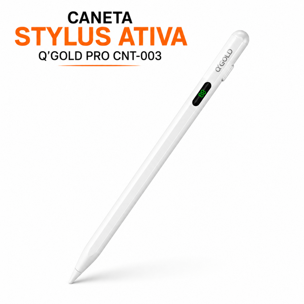 Caneta Stylus Ativa Universal Q'GOLD Pro CNT-003 para Tablet e Celular