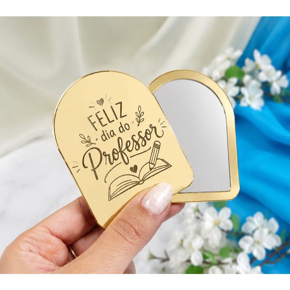 10 unidades Espelho De Bolsa Personalizado Com Sua Marca Acrílico Espelhado Dourado Ou Rosê 7cm Para Loja