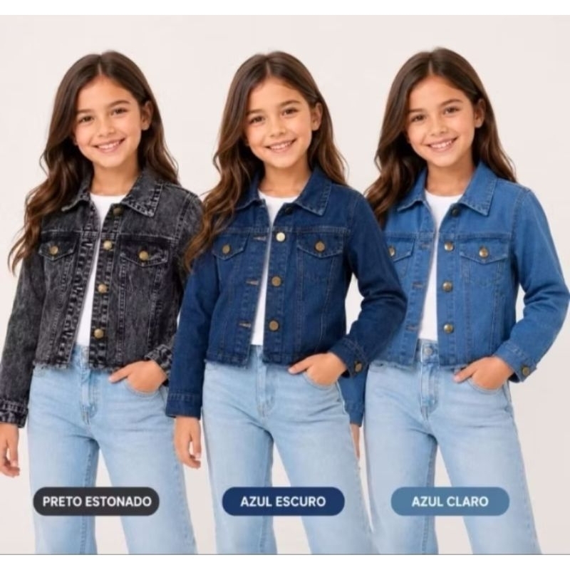 jaqueta infantil Jeans juvenil menina jaqueta criança 8 ao 16 jaqueta inverno Jeane jaqueta marmorizada grafite