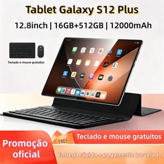 【Teclado e mouse grátis】 Tablet Galaxy S12 Plus 12,8 polegadas, 16 GB + 512GB, bateria de 12000 mAh, tablet Android com
