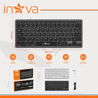INOVA Teclado Bluetooth Sem Fio - Ultra-Slim Design, Compatível