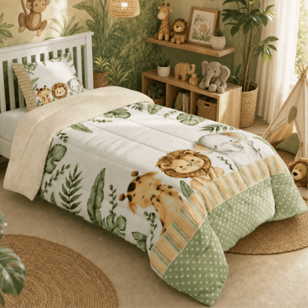 Edredom Coberdrom Solteiro 1PC Estampado Sherpa Grosso Encorpado Premium