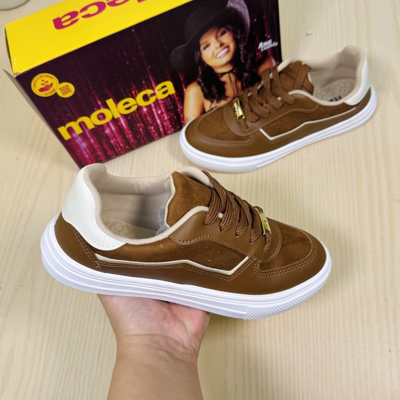 Tênis Sapato Feminino Moleca Recortado Lançamento Moda Confortável Estilo