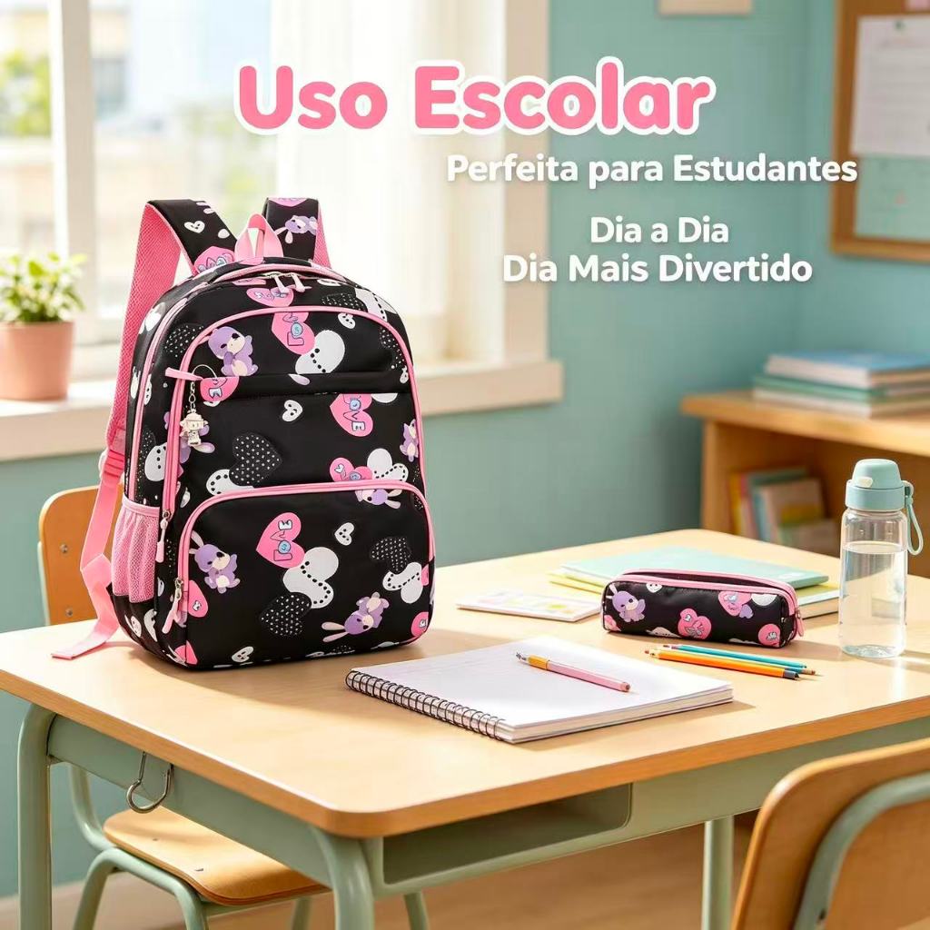 Mochila Infantil Reforçada para Escola com Estampa Divertida