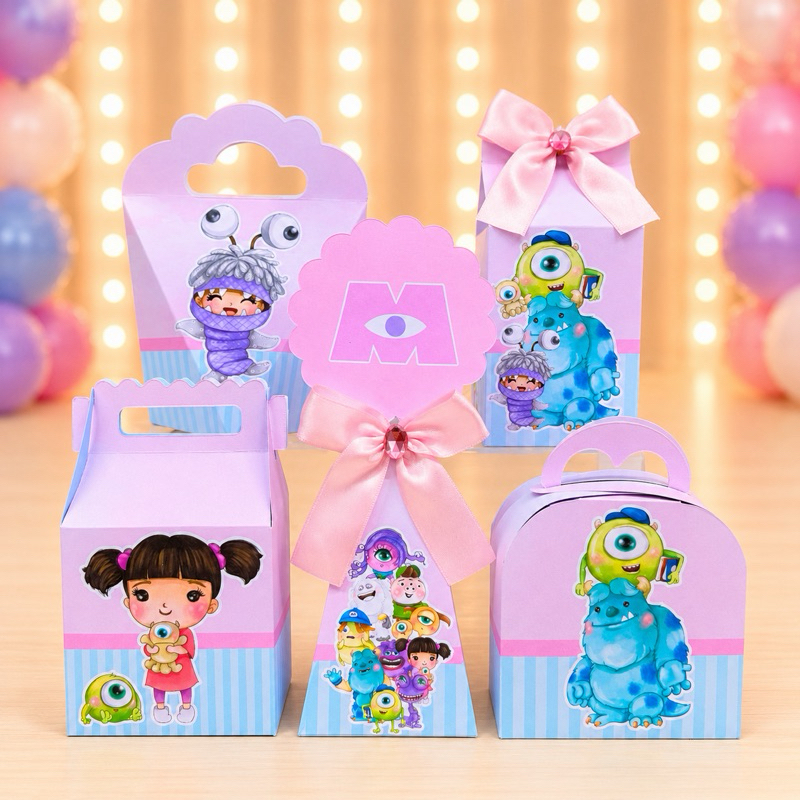 Kit Boo Monstros S.A Caixinhas para festa infantis lembrancinhas de aniversario mimos decoração personalizados do tema
