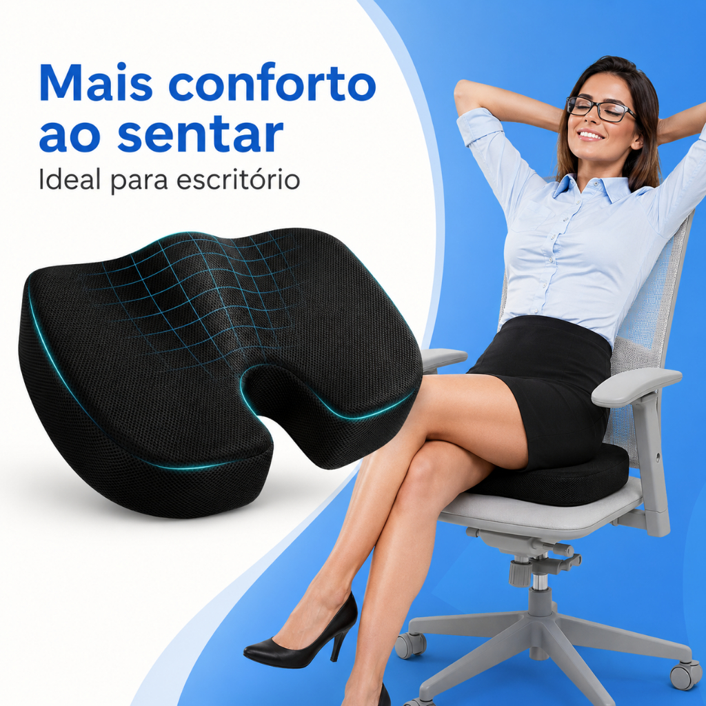 Almofada Assento Ortopédico Travesseiro Ergonômico Cadeira Corretor Postura Home Office · foto 2