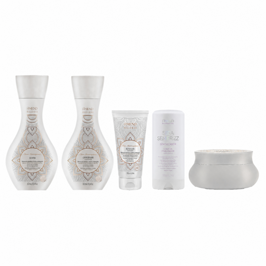 Amend KIT Millenar Óleos Marroquinos Sh + Cond + Masc + Balm + Seca Sem Frizz 180ml