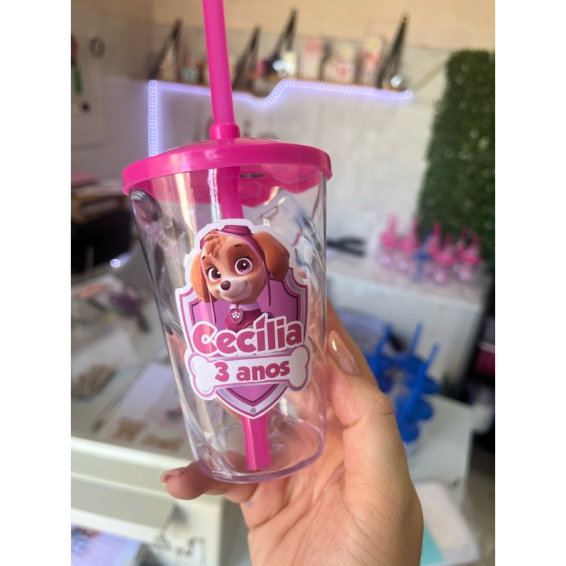Copo Personalizado Skye Patrulha - Lembrancinha festa infantil aniversário