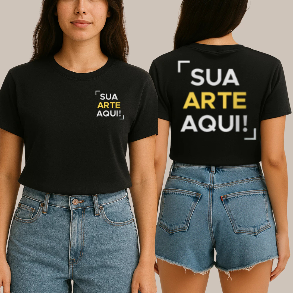 Camiseta Blusa Feminina Personalizada Com Sua Logo Ou Arte Empresa Promoção