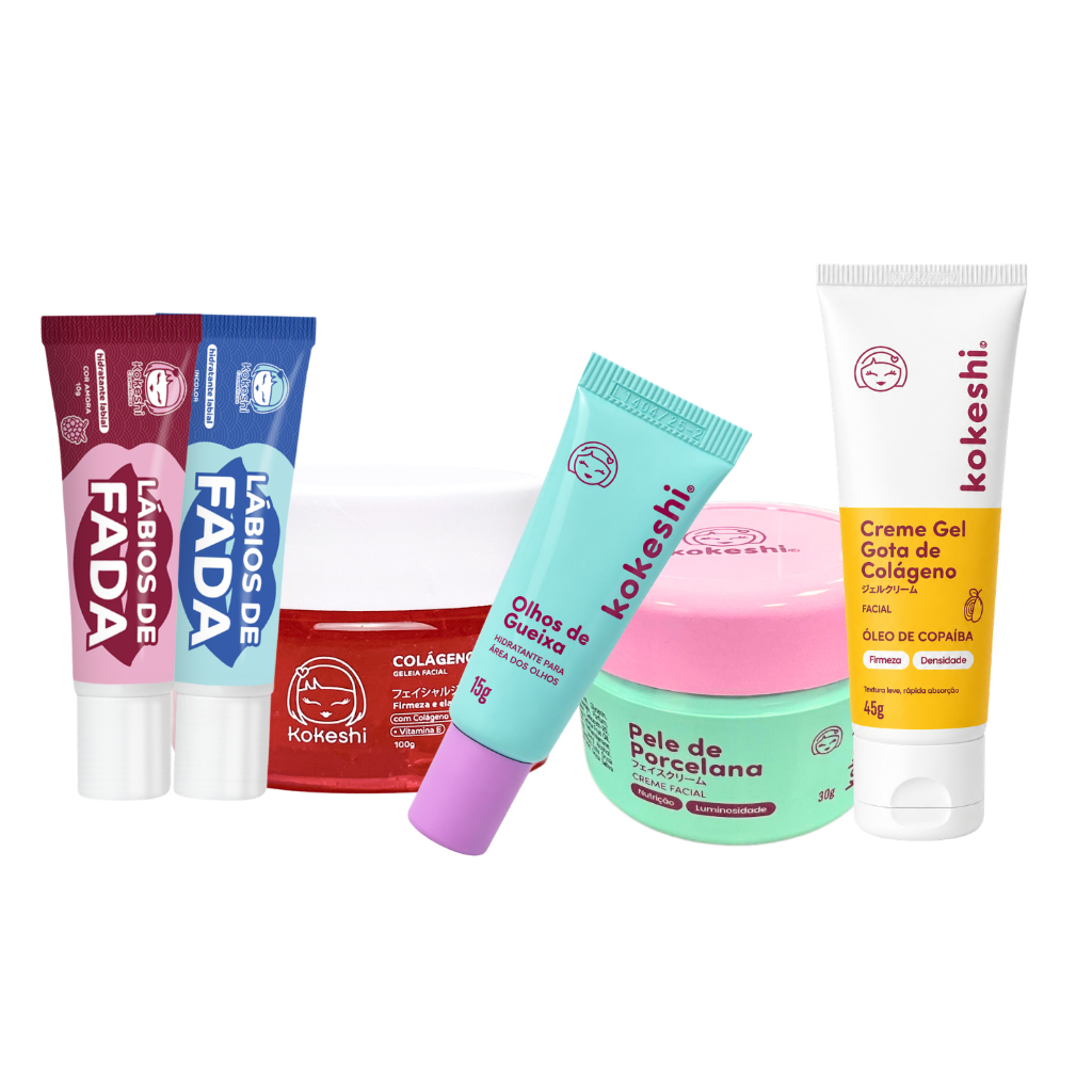 Kit Skin Care Renovadores Colágeno Lábios de fada Kokeshi