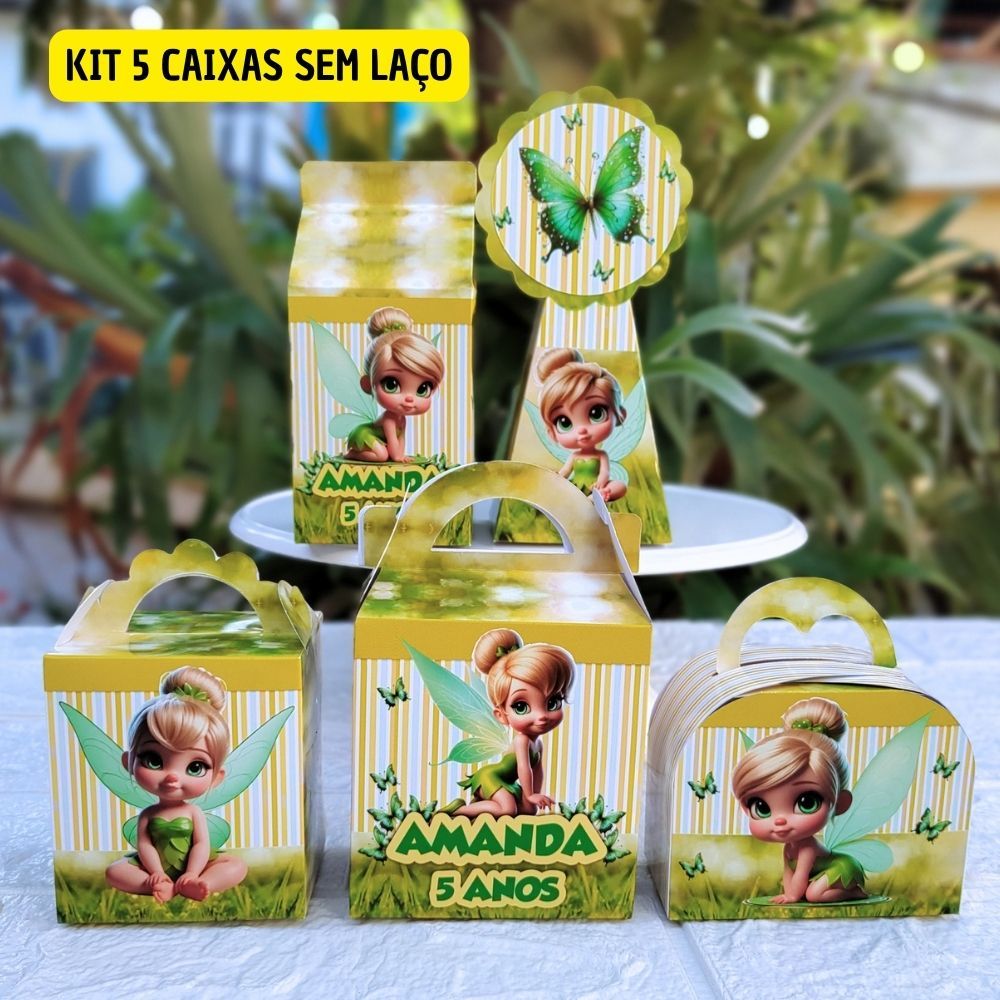 Kit Caixas Tinker Bell Sininho Personalizadas Lembrancinha Infantil Aniversário Desmontada