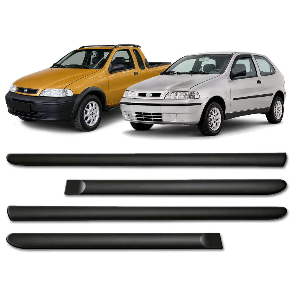 Jogo Friso Lateral Palio Young Strada 2 Portas 2000 a 2004 Preto