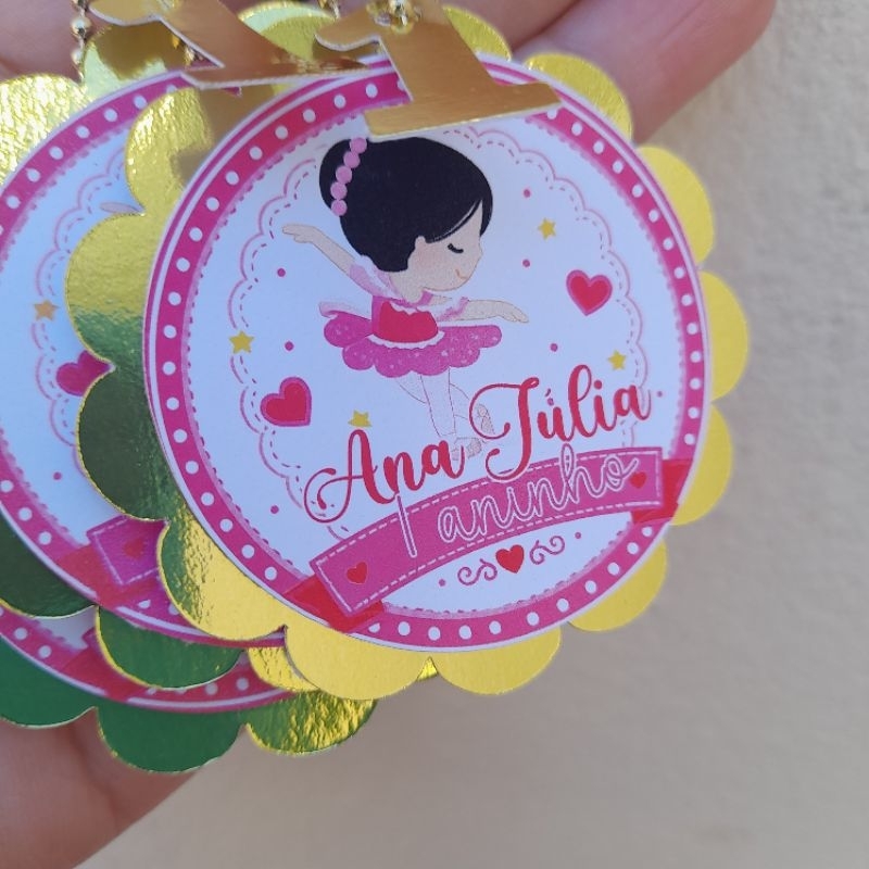 Tag Personalizada BAILARINA/Lembrancinhas 6x6cm/ Apliques/Aniversário/ Brindes