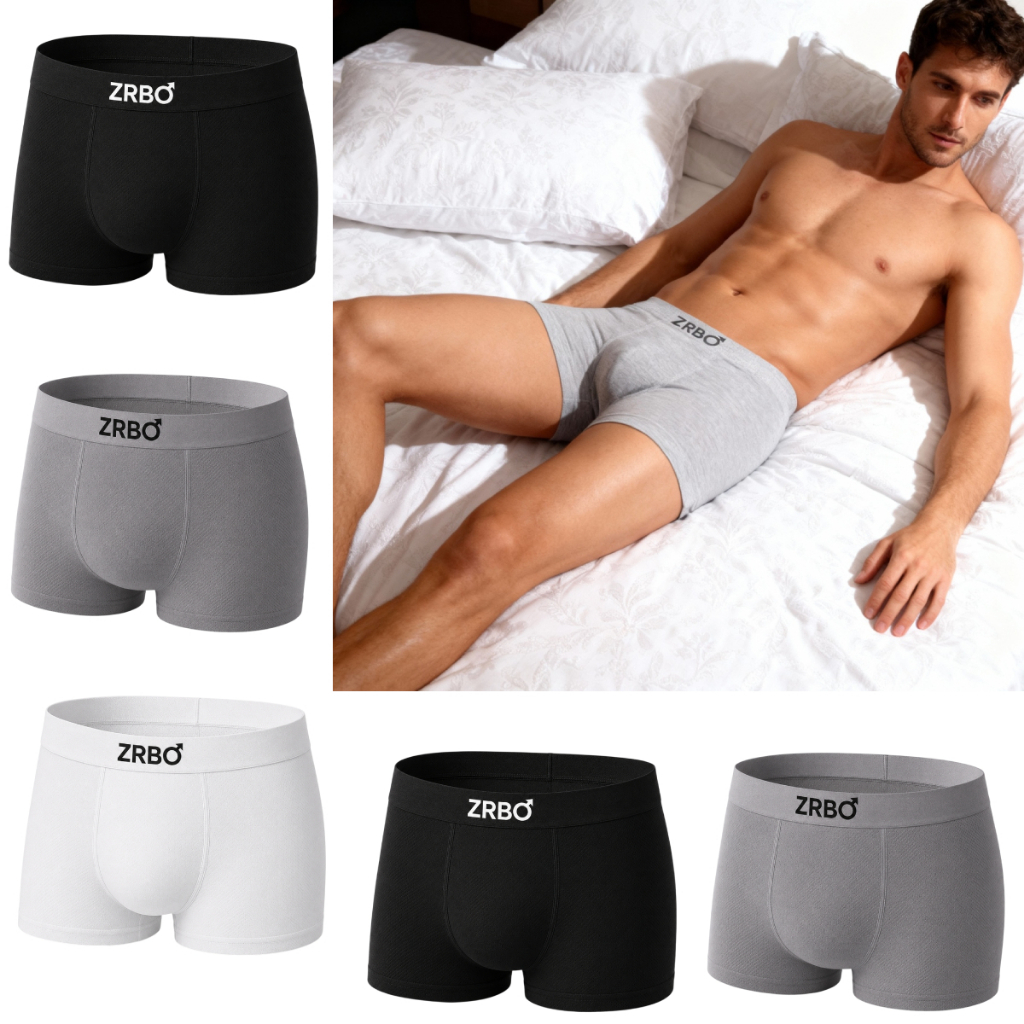 Kit 5 Cuecas Boxer Zrbo Masculina Original Lisa Algodão