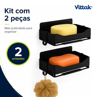 Kit 2 Porta Sabonete Duplo Saboneteira Parede Banheiro Cozinha