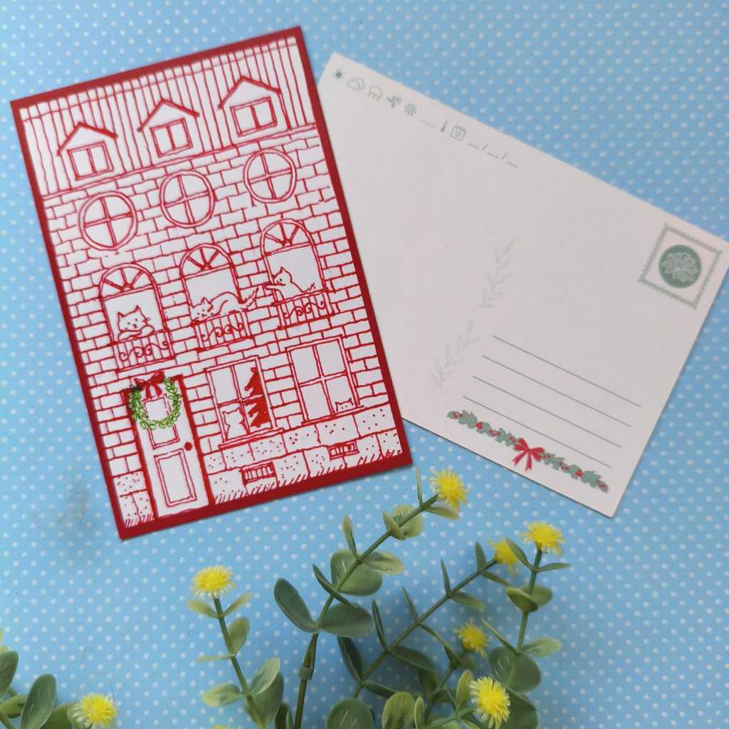kit com 10 Cartões Postais [Feliz Natal na casa vermelha]  Presente Decorativo Correspondência