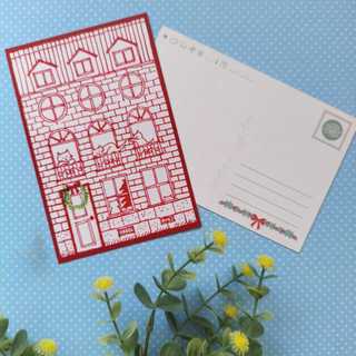 kit com 10 Cartões Postais [Feliz Natal na casa vermelha]  Presente Decorativo Correspondência