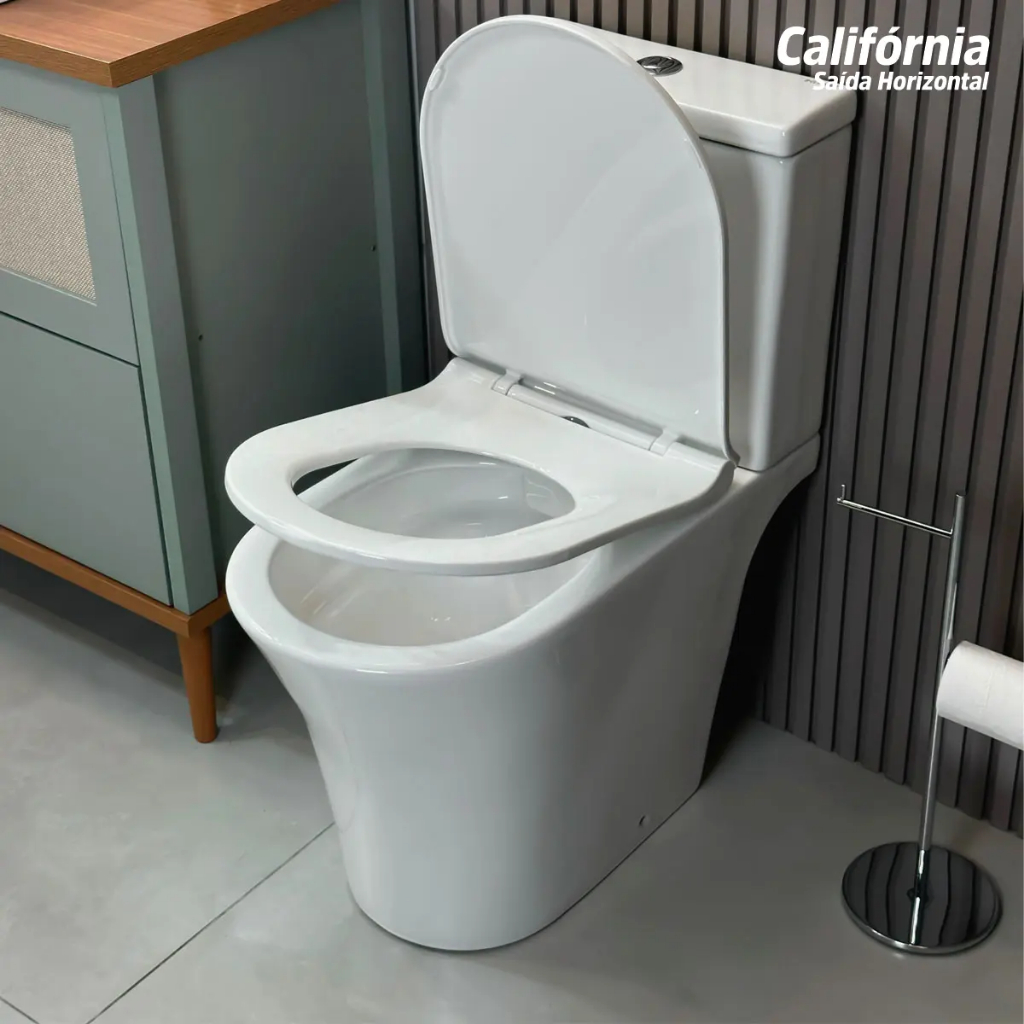 Vaso Sanitário Monobloco California Branco Saída Horizontal Com Caixa Acoplada Assento Soft Close