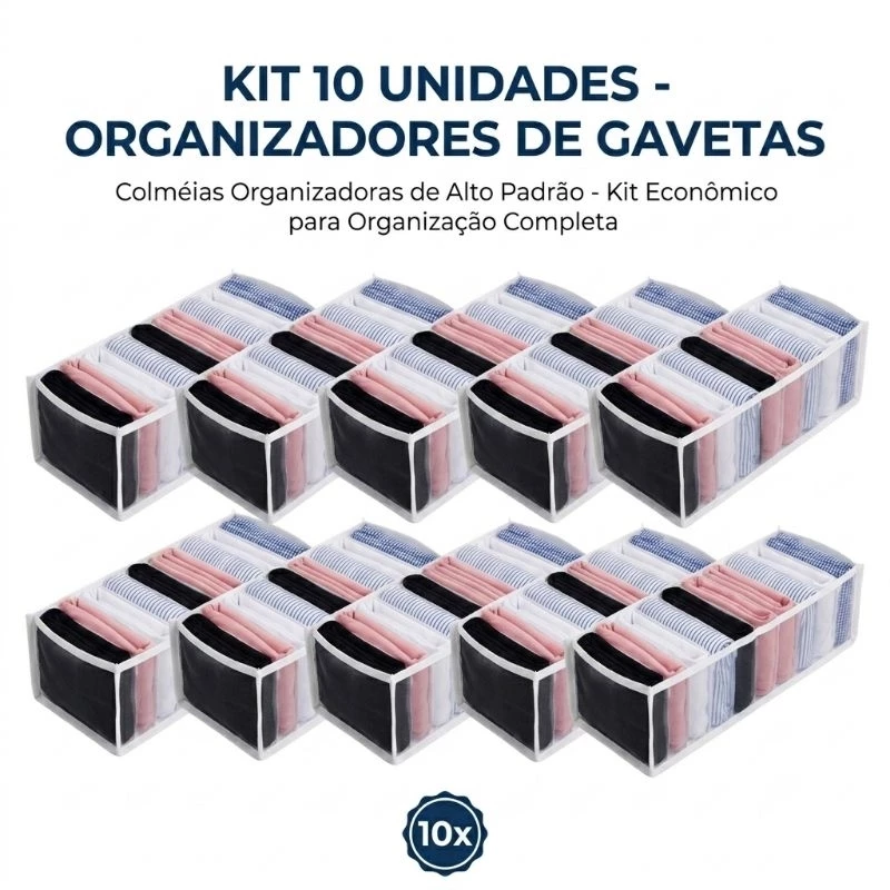 Kit 10 Colmeias Organizadoras P para Gavetas | Organizador de Roupas Íntimas, Roupas de Bebê, Meias, Calcinhas e Cuecas