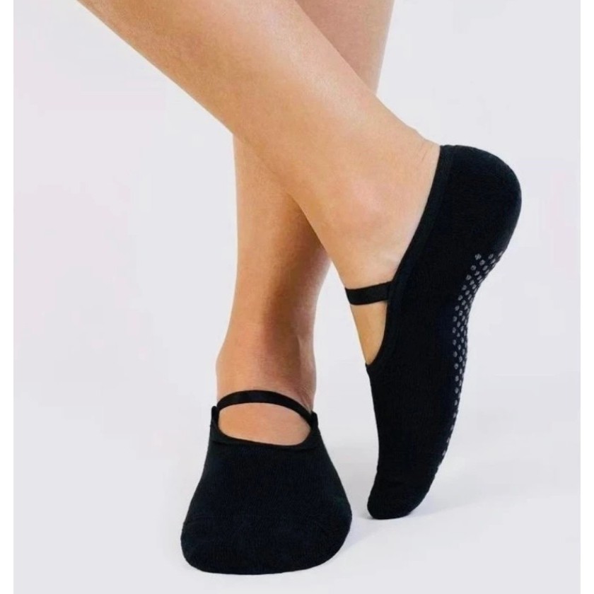 Imagem 3 / 9 PARES Meia Sapatilha Antiderrapante Pilates YOGA Feminina Lisa preto preta