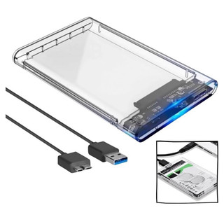 Gaveta transparente USB 3.0 para HD ou SSD de 2,5 polegadas