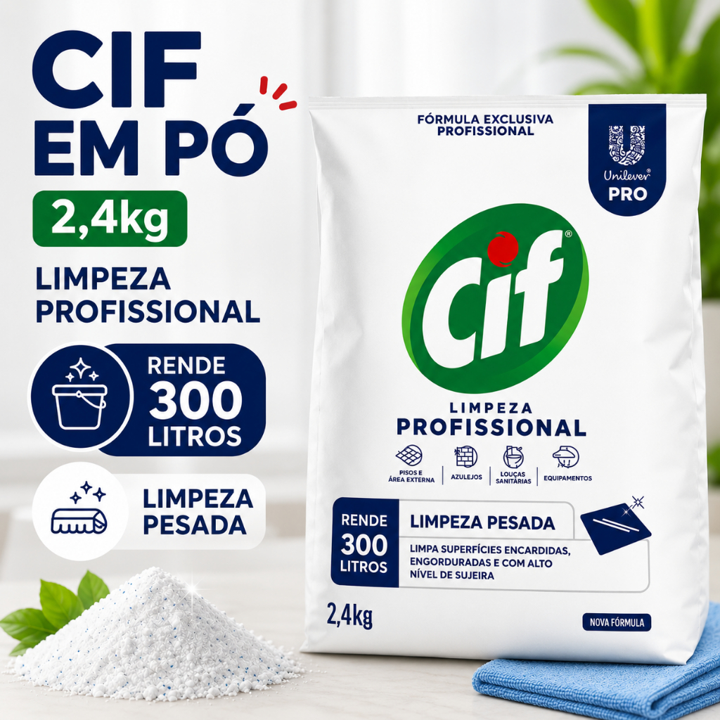 CIF Limpeza Profissional Milagrosa 2,4kg - Remove Sujeiras Pesadas, Derrete Gordura, Tira Limo