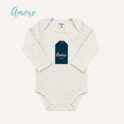 Body Manga Longa Bolinha Suedine - 100% Algodão