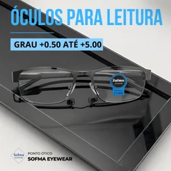 Óculos Metálico Cinza Grau +0,50 até +5,00 Hipermetropia Masculino